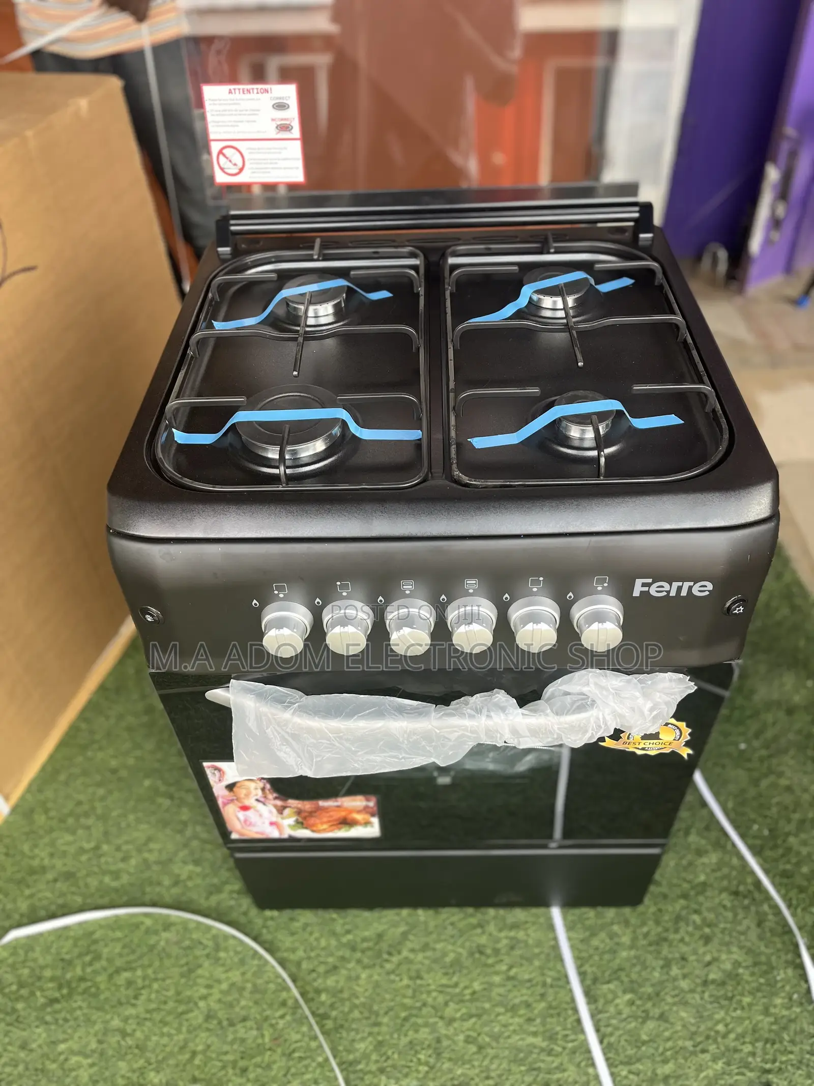 With Oven Lamp Ferre 4 Burner 60x60 Oven Grill Cooker