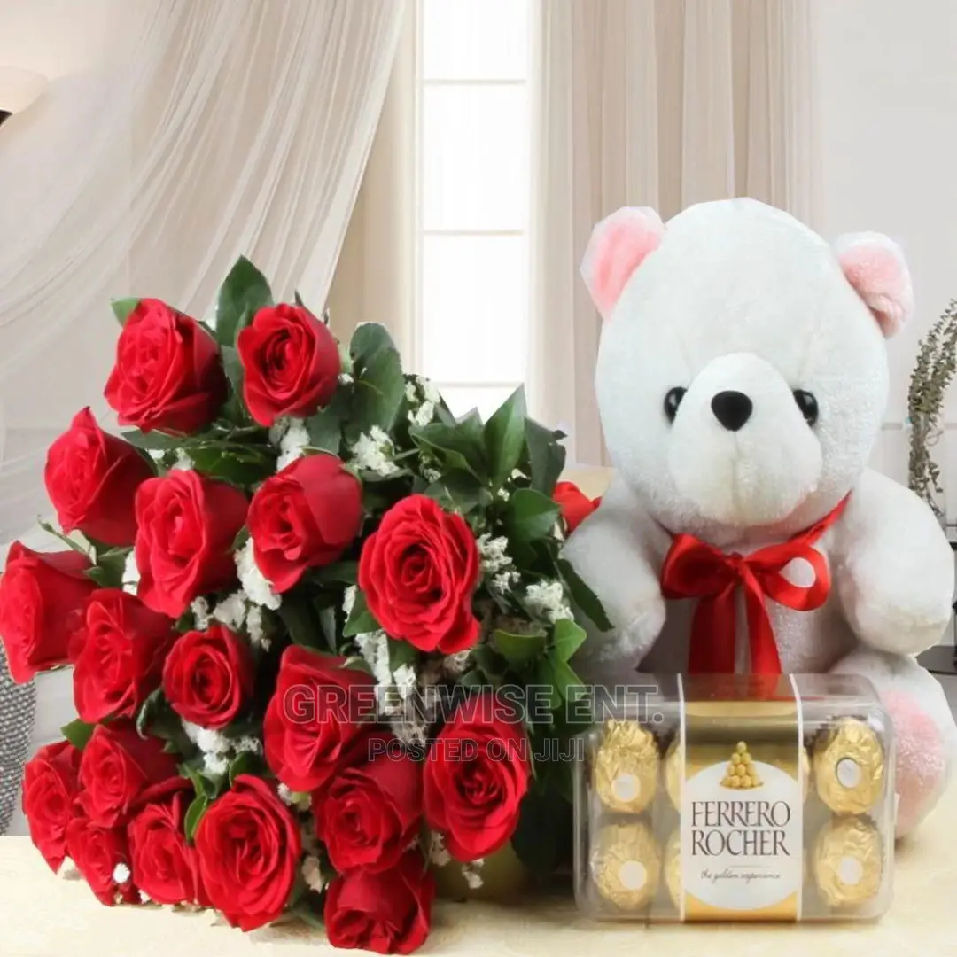 Val's Day Gift With Teddy Bear Ferrero Chocolate and A