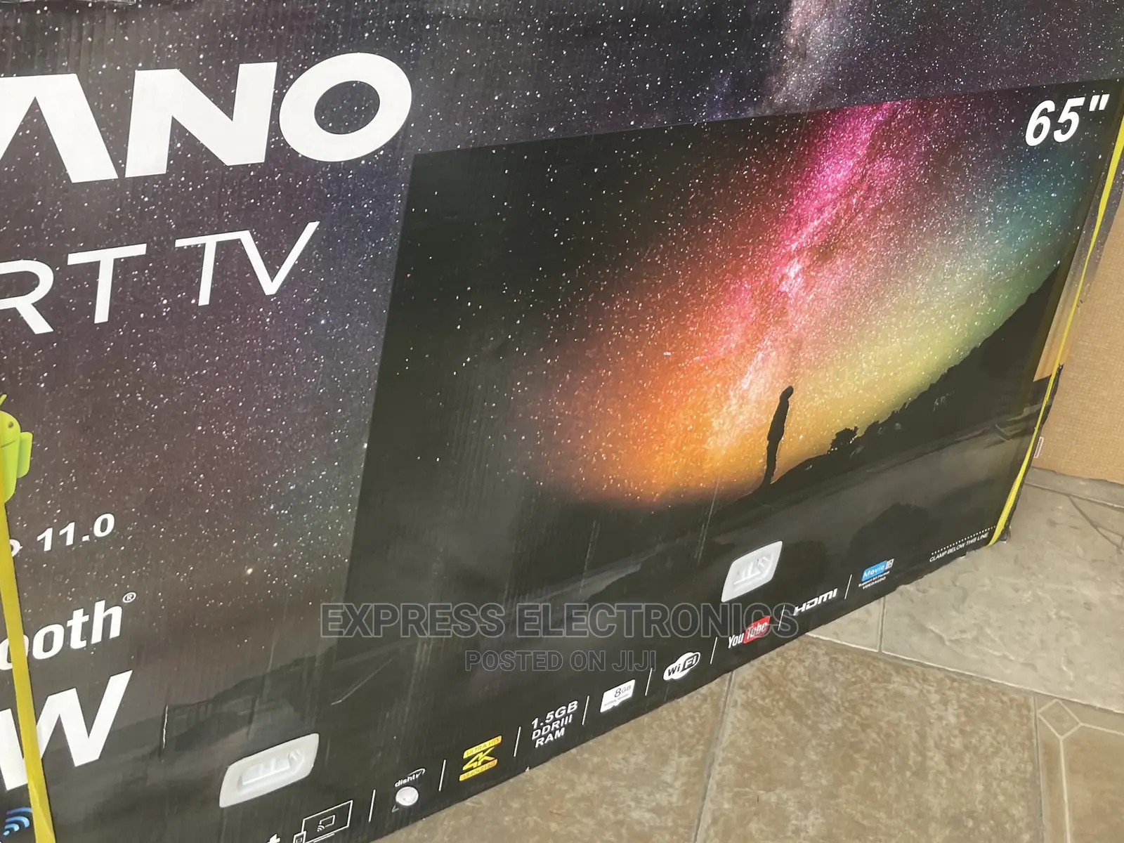 Authentic Miracast 65”UHD Android Asano Tv +Dstv