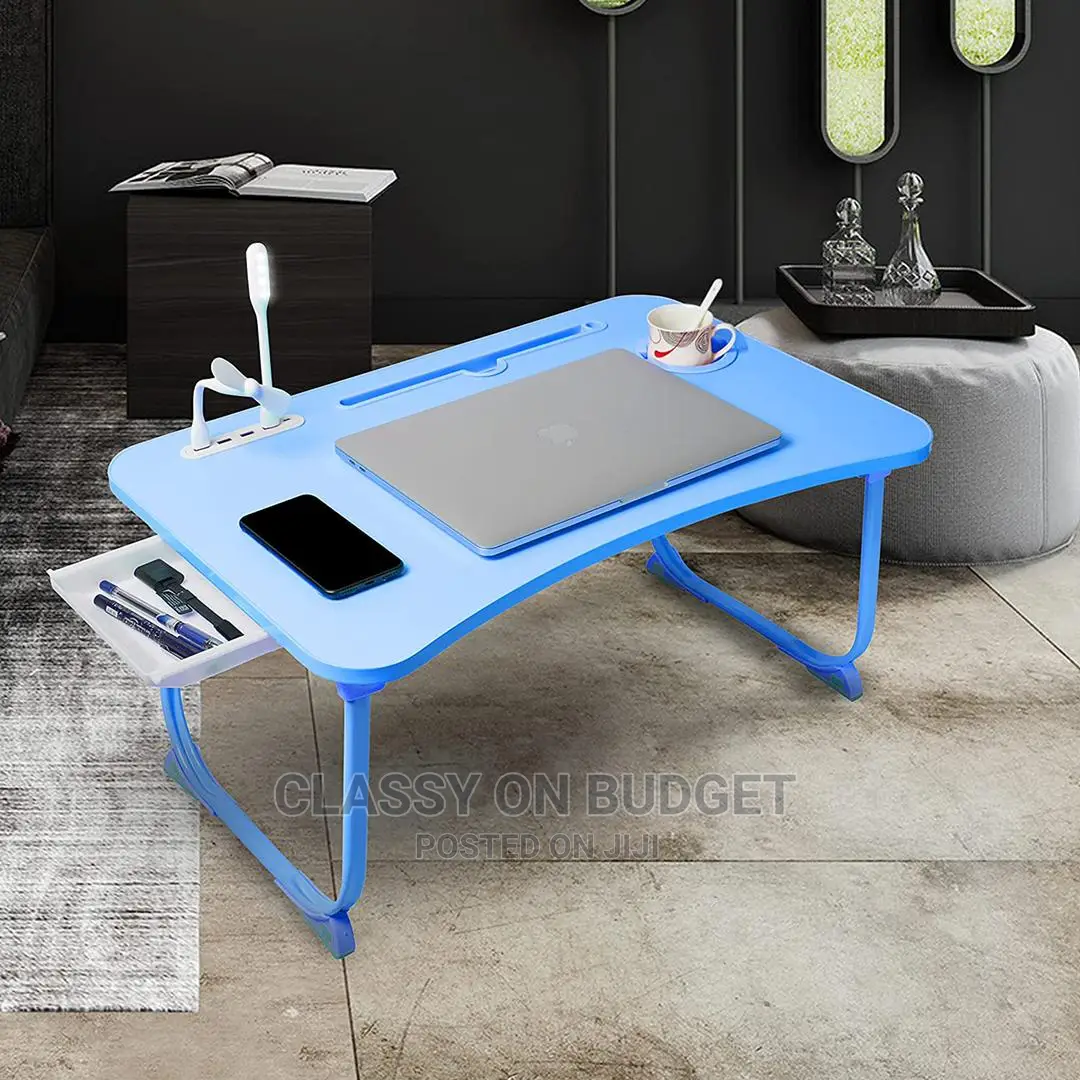 Foldable Laptop Table With Usb, Drawer, Fan