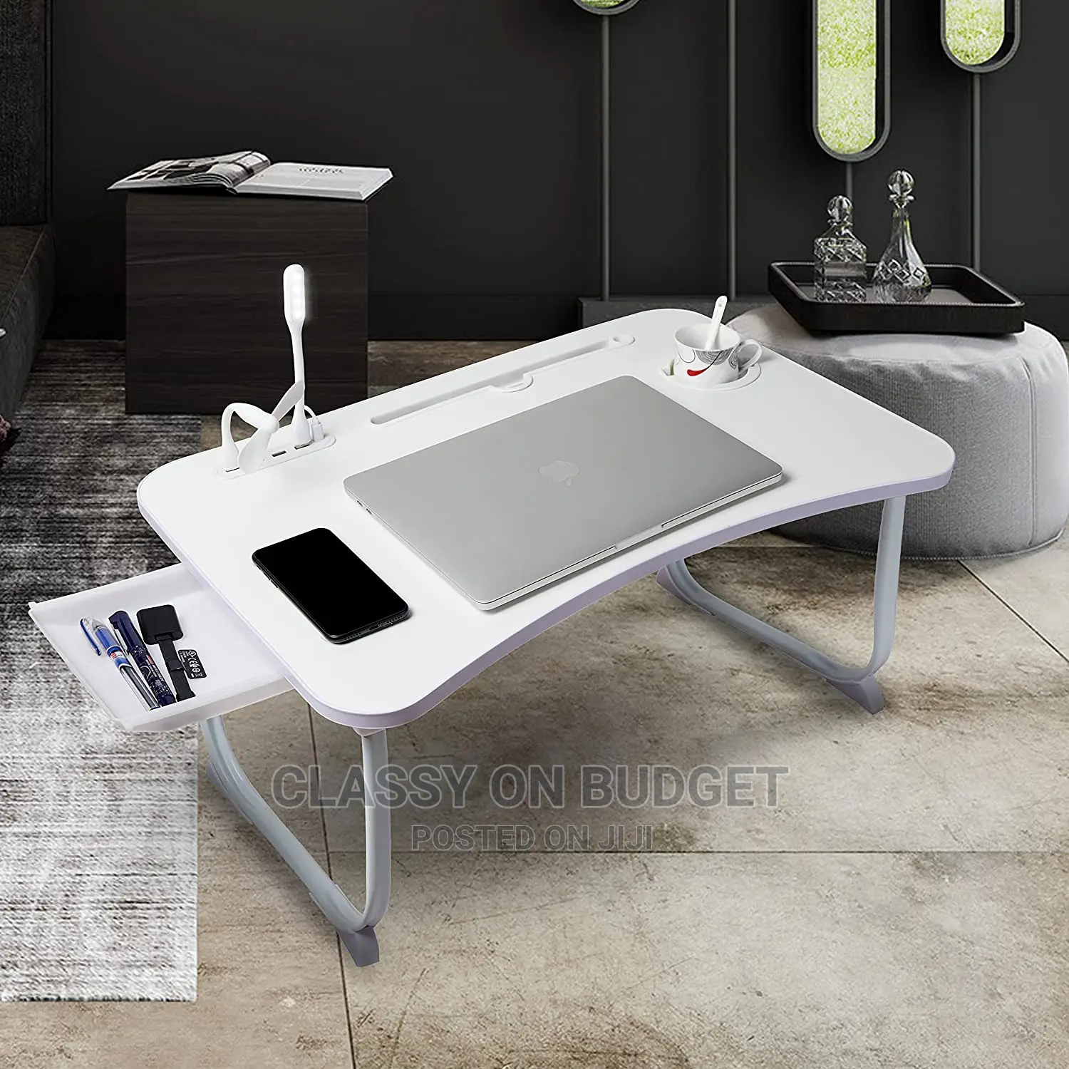 Foldable Laptop Table With Usb, Drawer, Fan