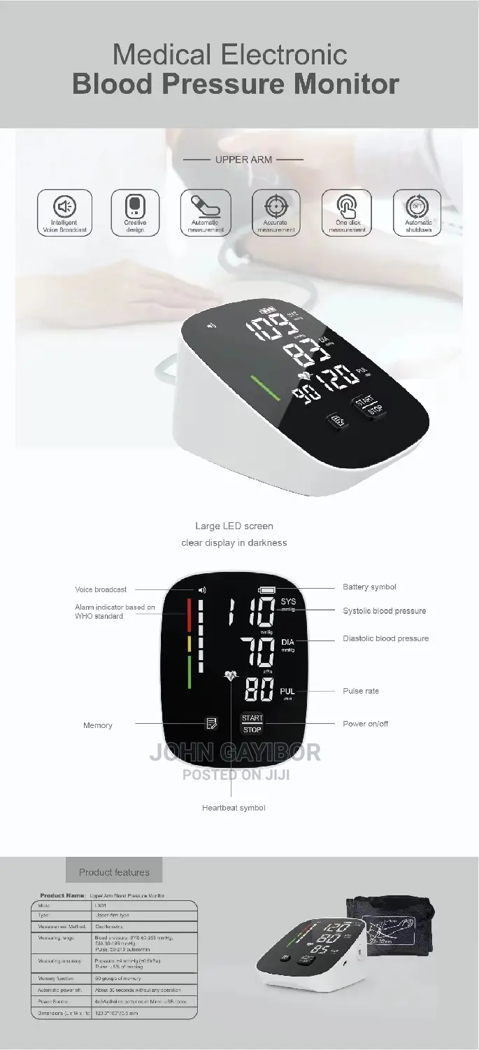 Quality Blood Pressure Monitor+Long Cuff+ Warranty