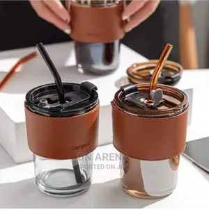 400ml Glass Cup With Straw