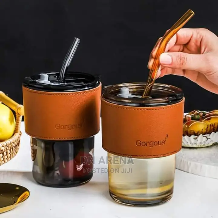 400ml Glass Cup With Straw