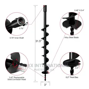 LONGRUN Earth Auger Drill Bit For Garden Fence Post,3"X31.5"