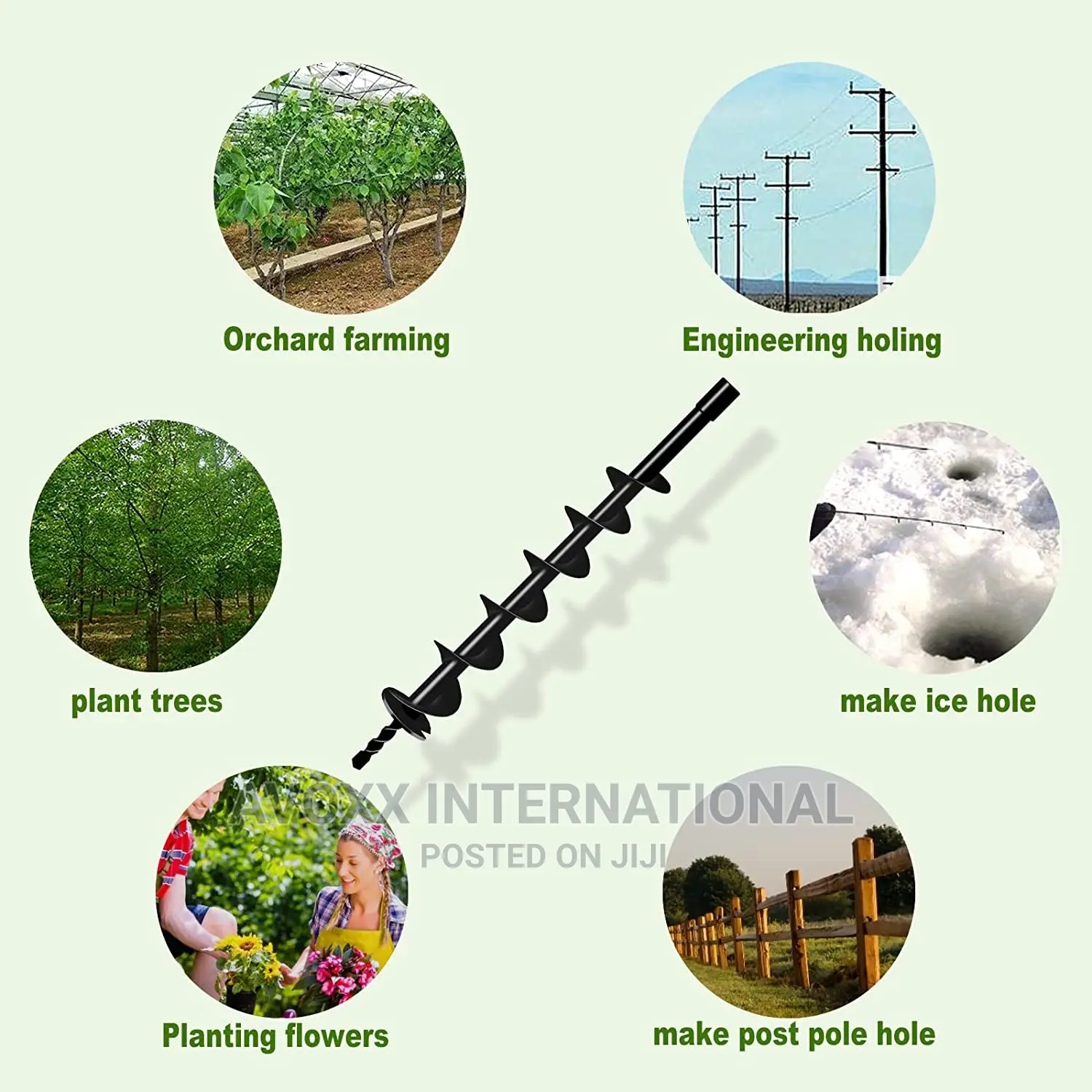 LONGRUN Earth Auger Drill Bit For Garden Fence Post,3"X31.5"