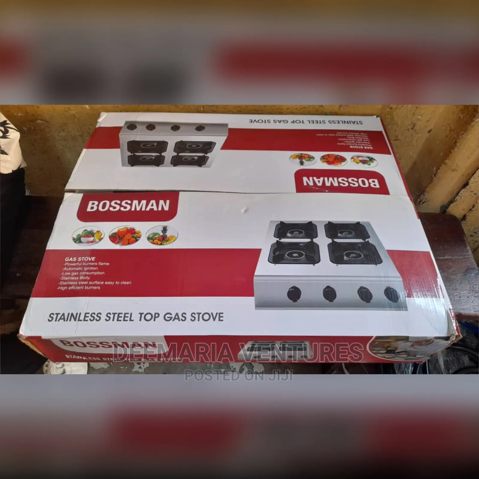 Bossman Stainless Steel Top 4 Burner Auto Ignition Gas Stove