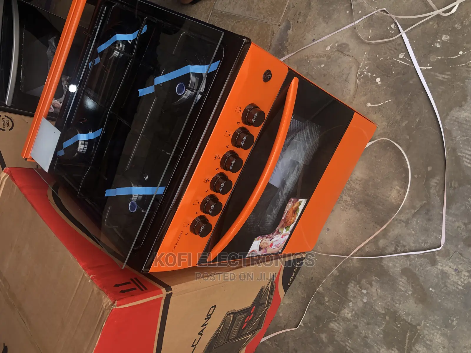 Orange Classic Design Volcano Gas Oven 4 Burner