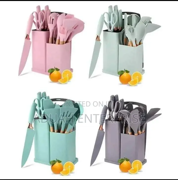 19 PCS Silicon Spoons and Knife Set