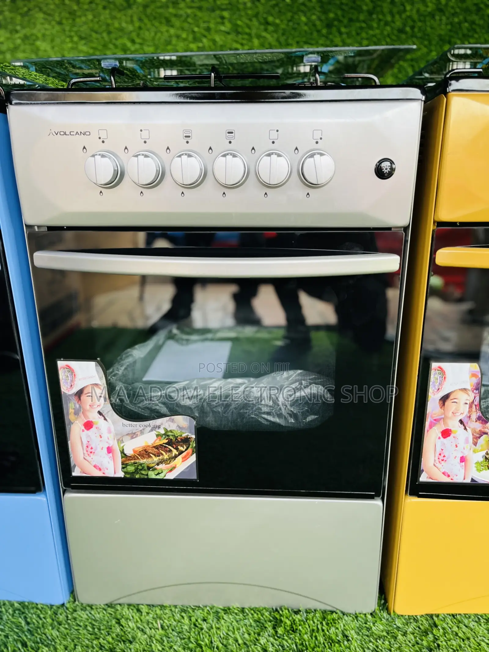 Ash Colored Volcano 4 Burner Cooker With Oven Grill