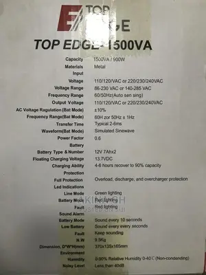 Top Edge 1500va (900w) Ups With Built in Avr