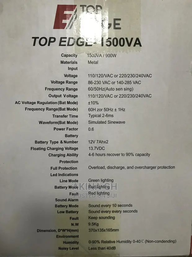 Top Edge 1500va (900w) Ups With Built in Avr 4