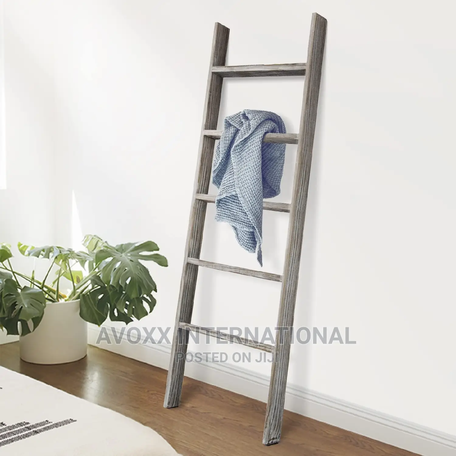 RHF 48" Blanket Ladder Rustic,Ladder Shelf,Leaning Shelf