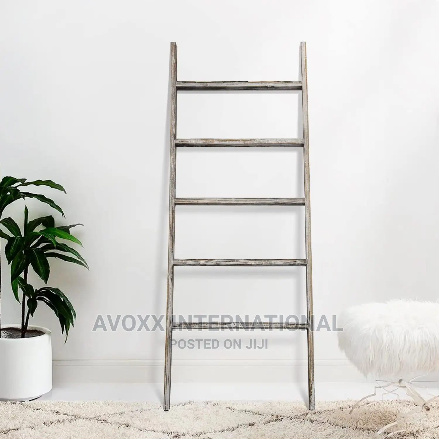 RHF 48" Blanket Ladder Rustic,Ladder Shelf,Leaning Shelf