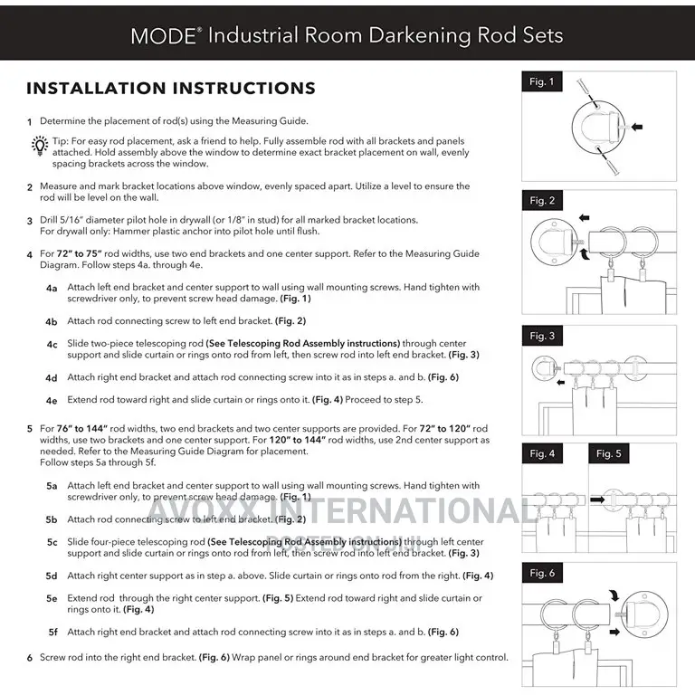 Mode Industrial Room Darkening Curtain Rod Set,72144"Nickel in Adenta