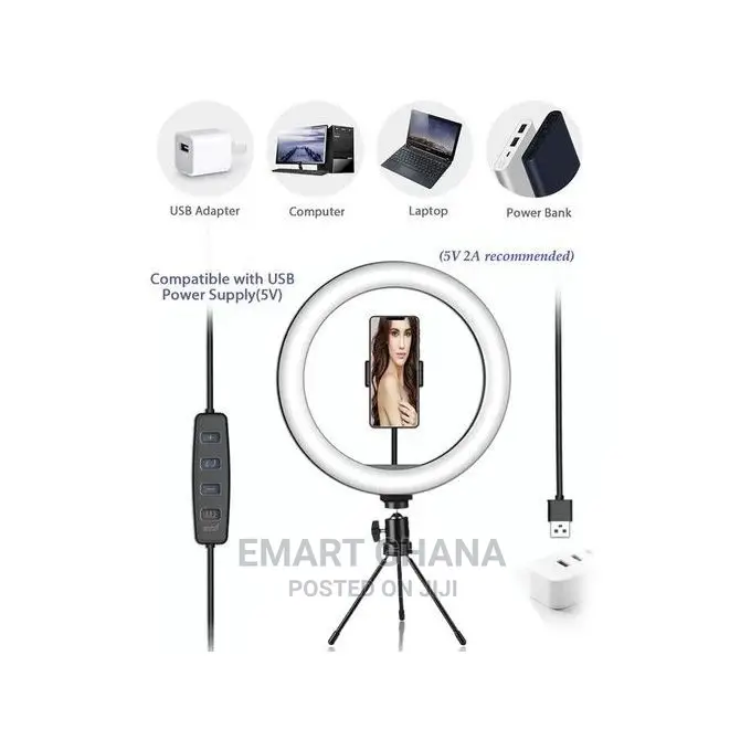 Lampe À Anneau De Bureau 10.2", 3 Modes LED, Lampe À Selfie