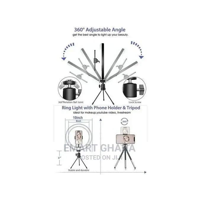 Lampe À Anneau De Bureau 10.2", 3 Modes LED, Lampe À Selfie