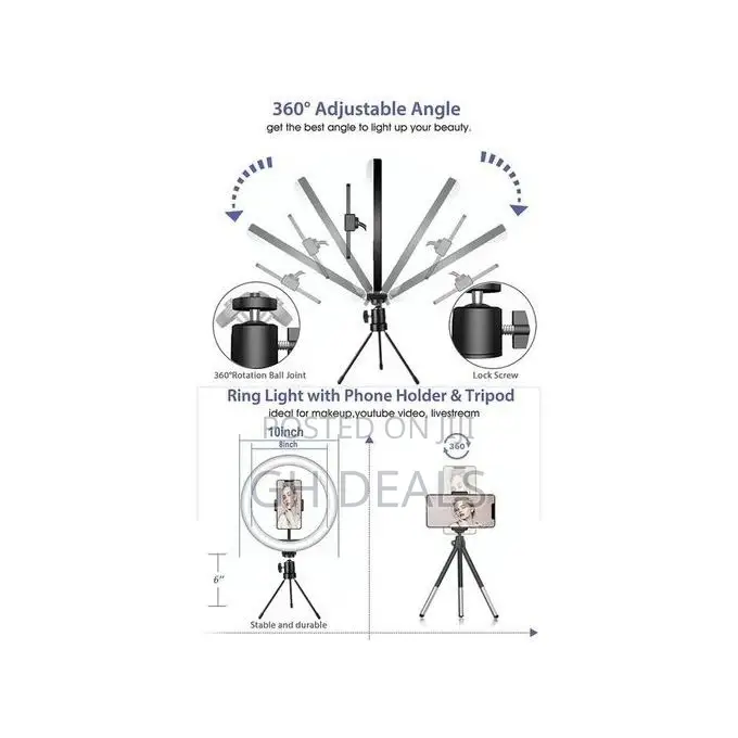 Lampe À Anneau De Bureau 10.2", 3 Modes LED, Lampe À Selfie