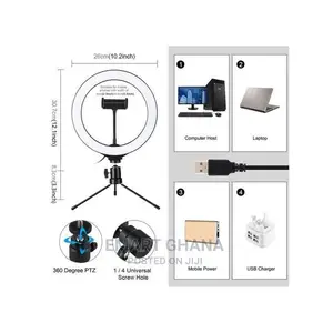 Lampe À Anneau De Bureau 10.2", 3 Modes LED, Lampe À Selfie