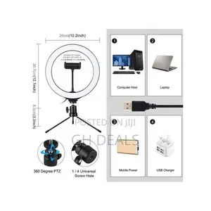 Lampe À Anneau De Bureau 10.2", 3 Modes LED, Lampe À Selfie