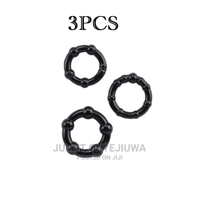 3 Pcs Set Penis Erection Beaded Cockrings. Delay Ejaculation