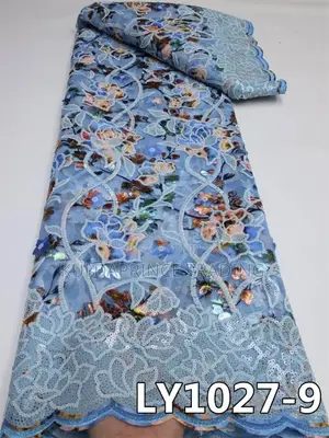 High Quality African Lace Fabric With Sequins for Unisex.