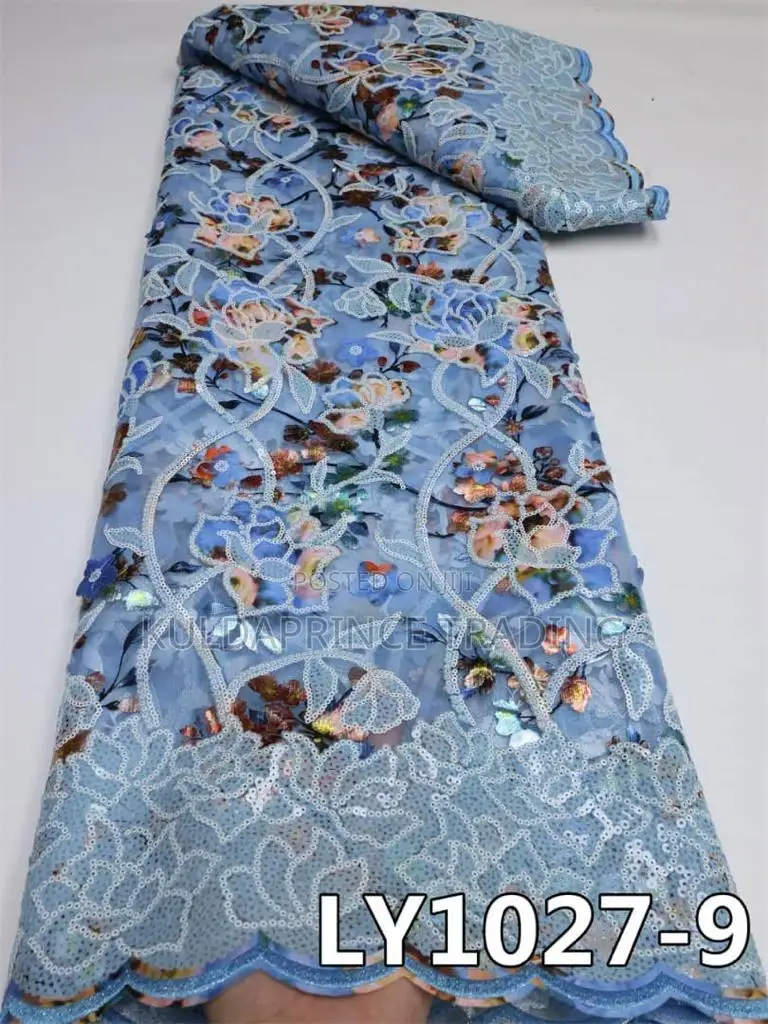 High Quality African Lace Fabric With Sequins for Unisex.