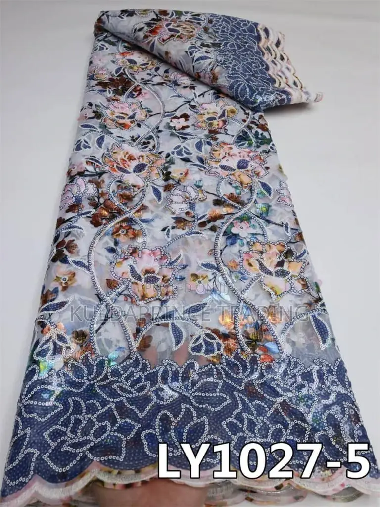 High Quality African Lace Fabric With Sequins for Unisex.