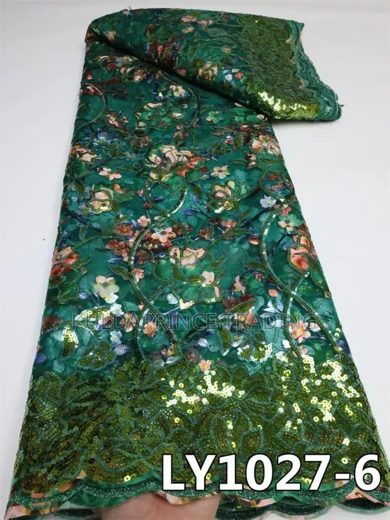 High Quality African Lace Fabric With Sequins for Unisex.