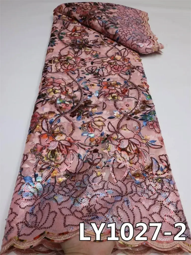 High Quality African Lace Fabric With Sequins for Unisex.