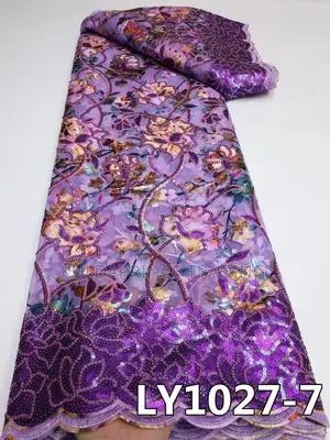 High Quality African Lace Fabric With Sequins for Unisex.