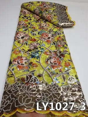 High Quality African Lace Fabric With Sequins for Unisex.