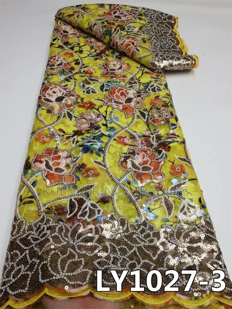 High Quality African Lace Fabric With Sequins for Unisex.