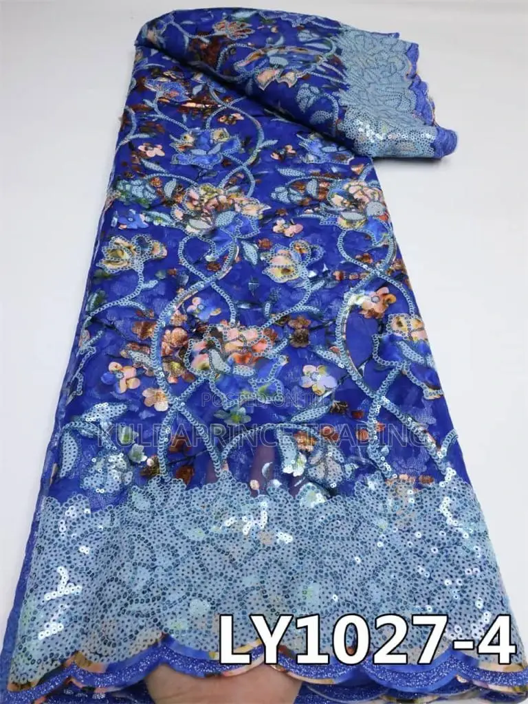 High Quality African Lace Fabric With Sequins for Unisex.
