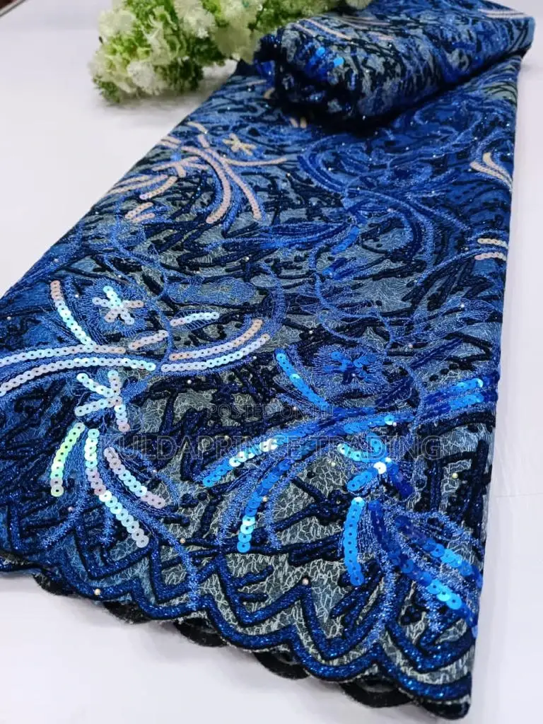 High Quality African Lace Fabric With Sequins For Unisex.