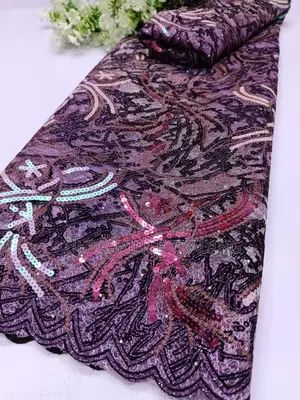 High Quality African Lace Fabric With Sequins For Unisex.