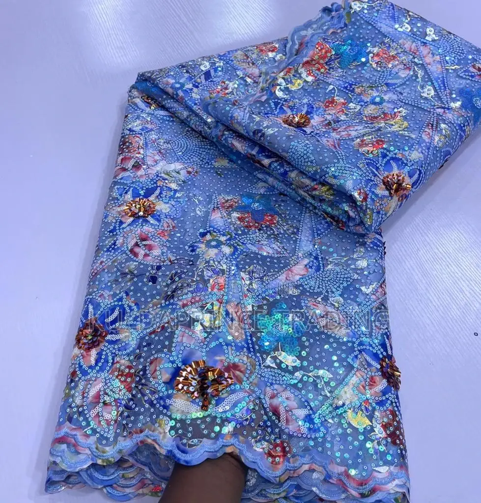 High Quality African Lace Fabric With Sequins For Unisex.