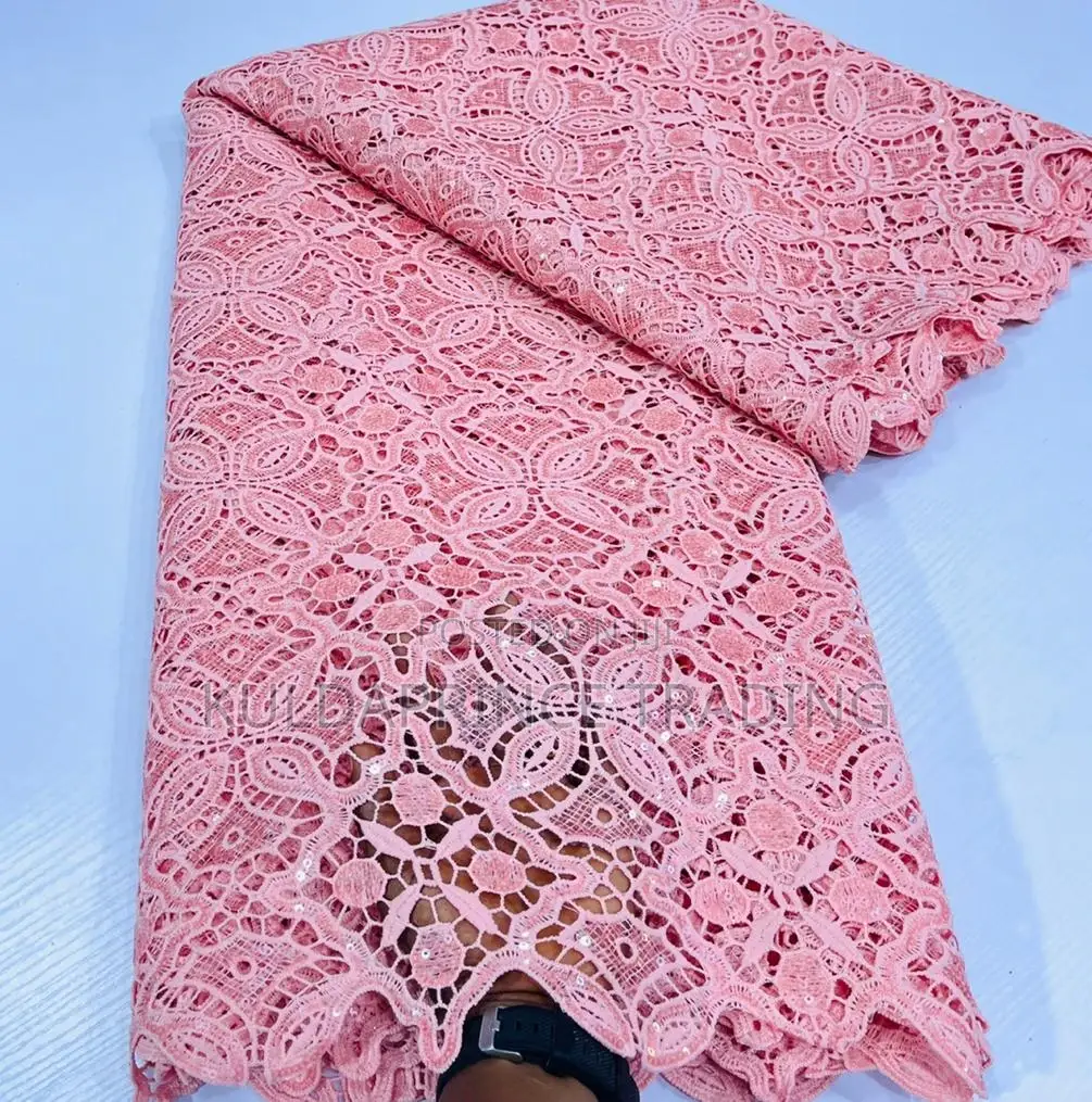 High Quality African Lace Fabric With Sequins For Unisex.
