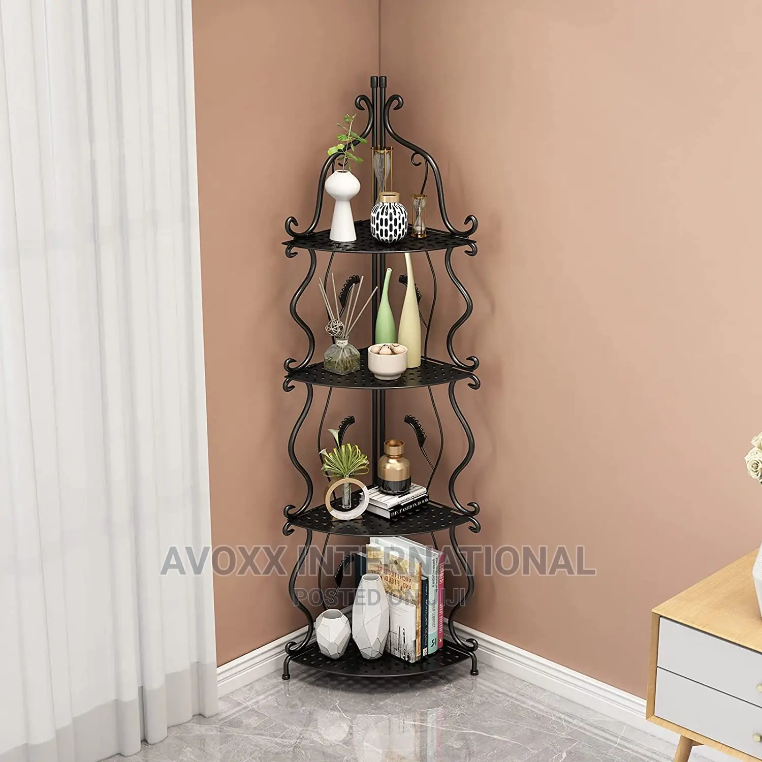 CNNINGYI Display Shelf,Tall Matel Corner Shelf Stand,4 Tier