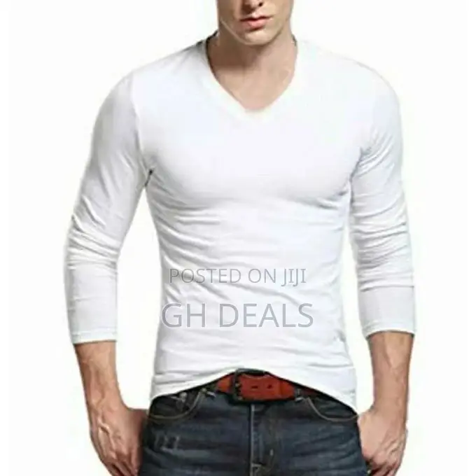 Chase Deer V-Neck Long Sleeves T-Shirt - White