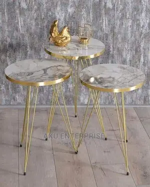3 Set Gold Coffee Bed Side Tables