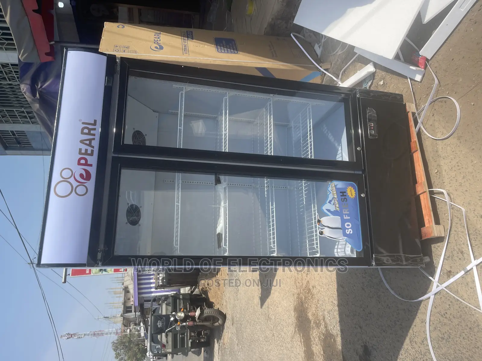 Pearl Double Door Refrigerator -White Glass