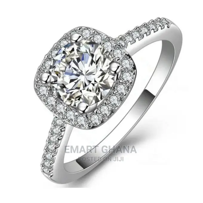 Fashion Female Diamond Engagement Wedding Ring - Silver