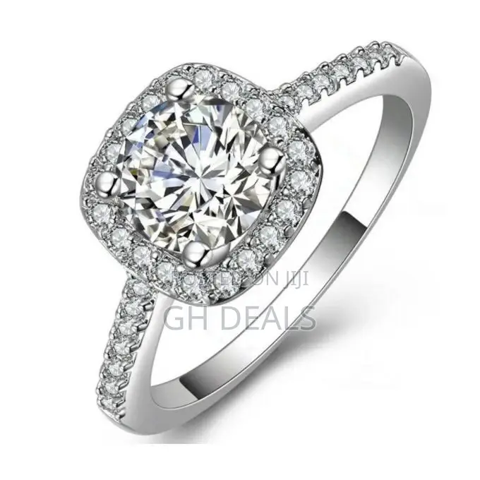 Fashion Female Diamond Engagement Wedding Ring - Silver