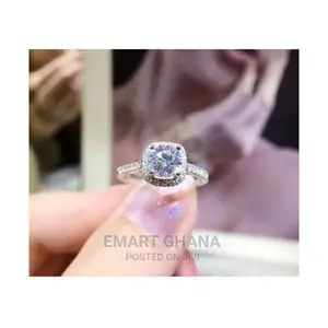 Fashion Female Diamond Engagement Wedding Ring - Silver
