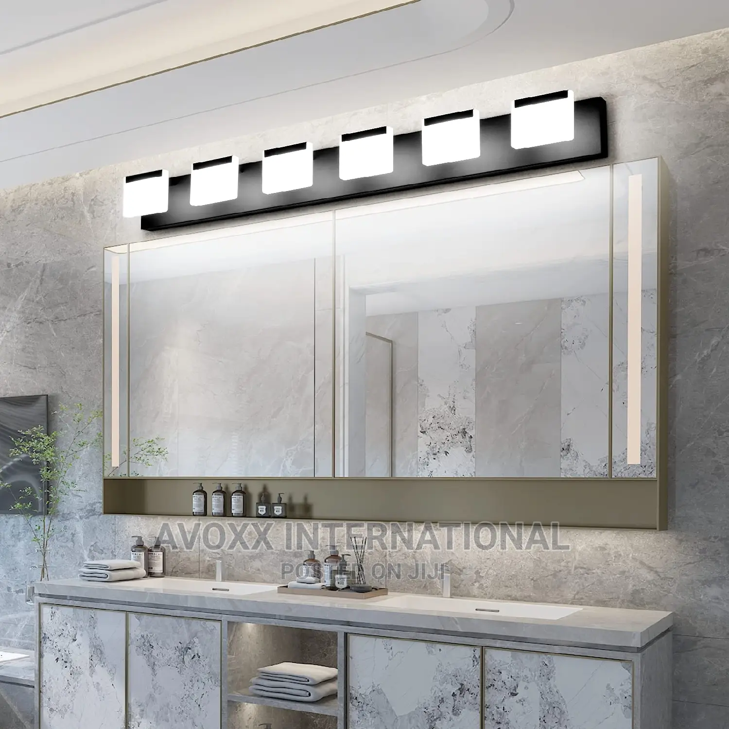 Ralbay LED Black Modern Vanity Light 6 Light Matte Black