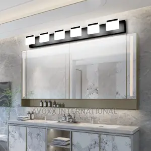 Ralbay LED Black Modern Vanity Light 6 Light Matte Black
