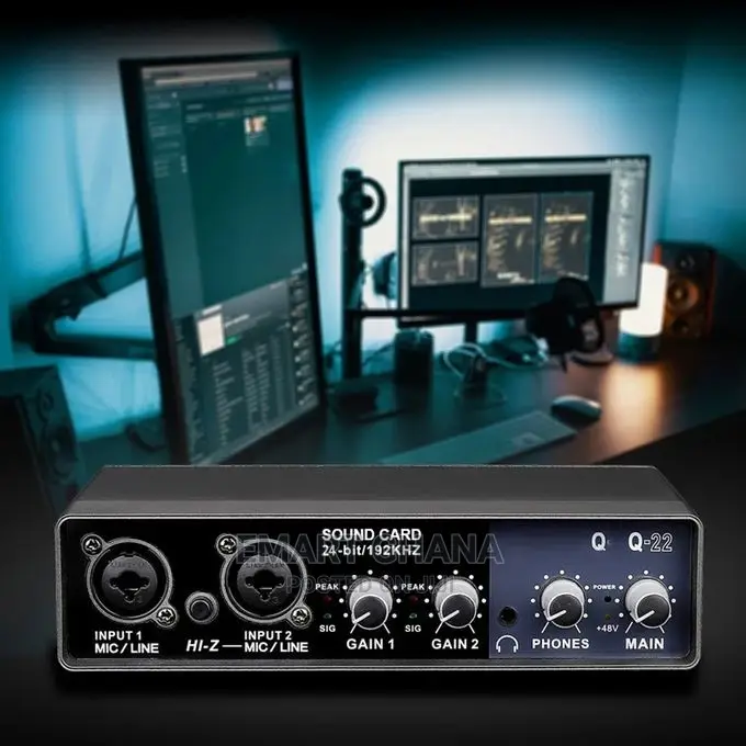 Portable Audio Interface USB Sound Card Mic Preamplifier