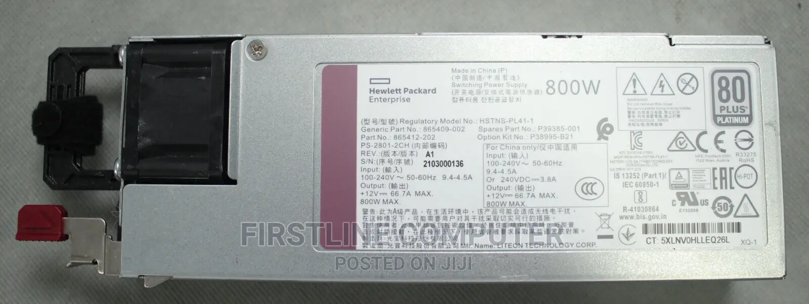Hpe 800W Flex Slot Platinum Hot Plug Power Supply