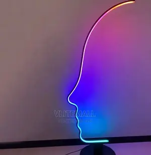 Artistic Human Man Face Black Aluminum Floor Lamp